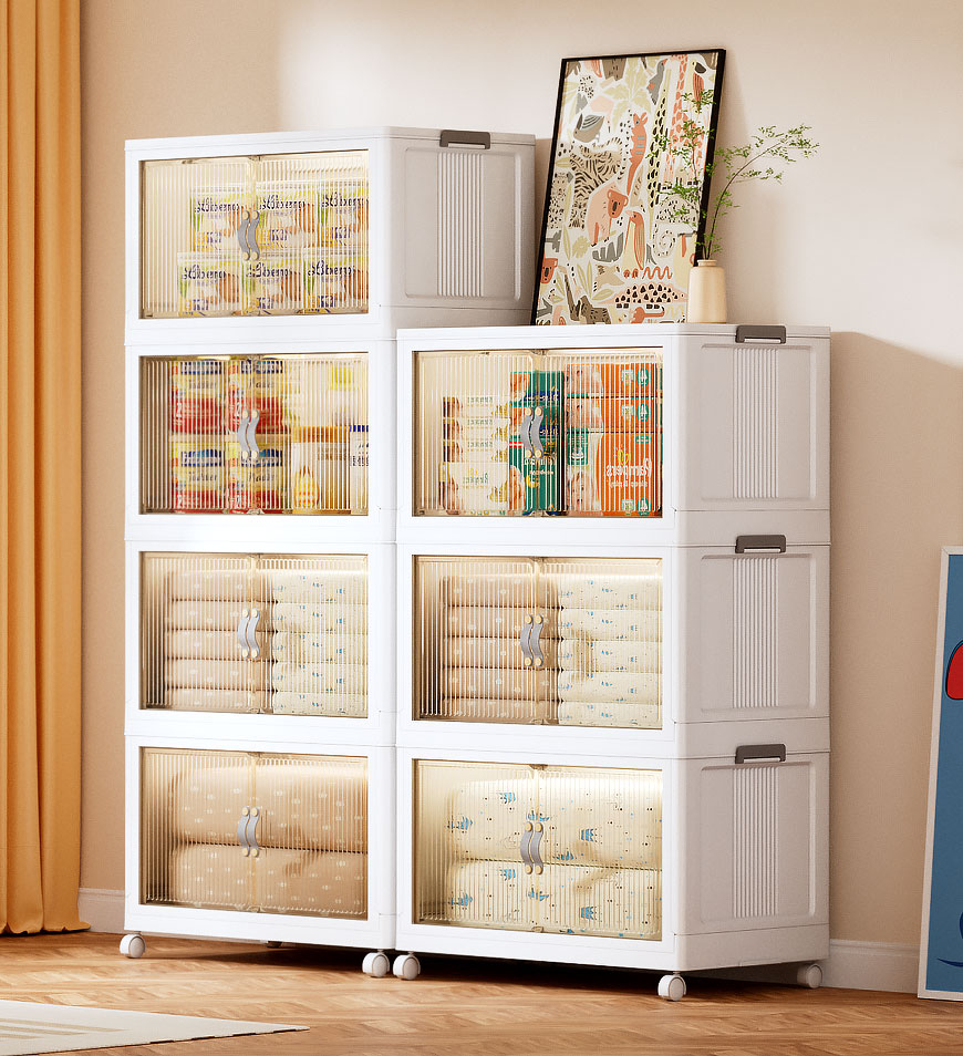 MIVLINA® Stackable Storage Bins with Lids and Doors
