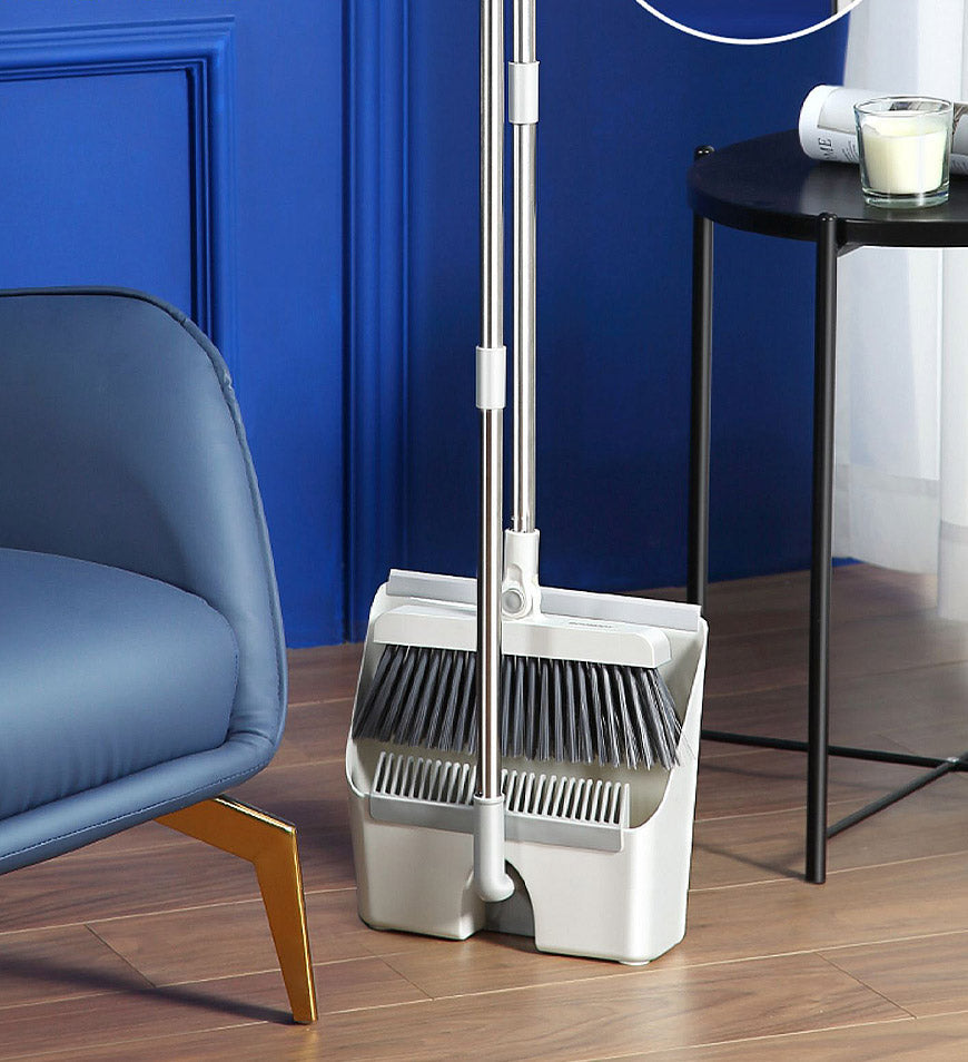 MIVLINA® Standing Dustpan and Broom  for Indoor Lobby Office Kitchen Sweeping