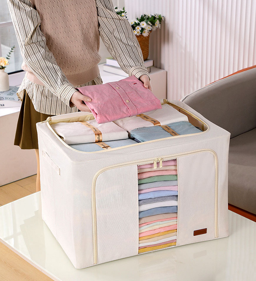 MIVLINA®Steel Frame Storage Bins with Reinforced Handle and Clear Window