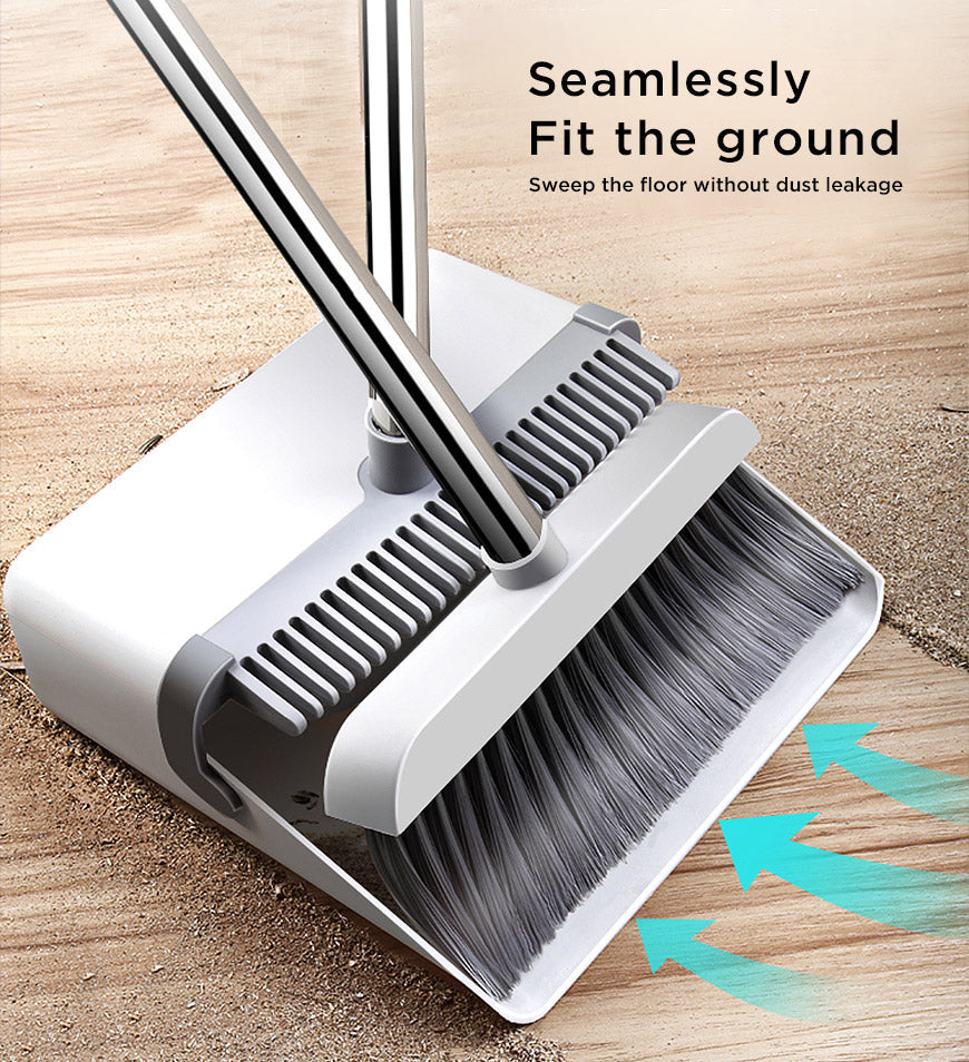 MIVLINA® Standing Dustpan and Broom  for Indoor Lobby Office Kitchen Sweeping