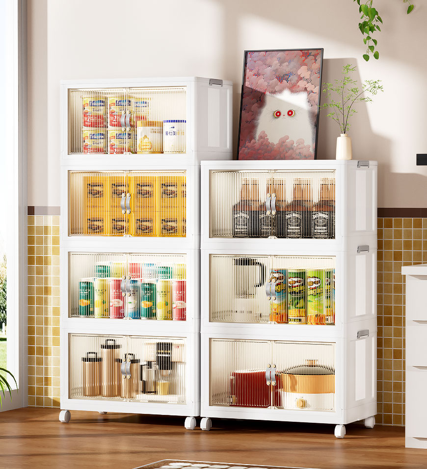 MIVLINA® Stackable Storage Bins with Lids and Doors