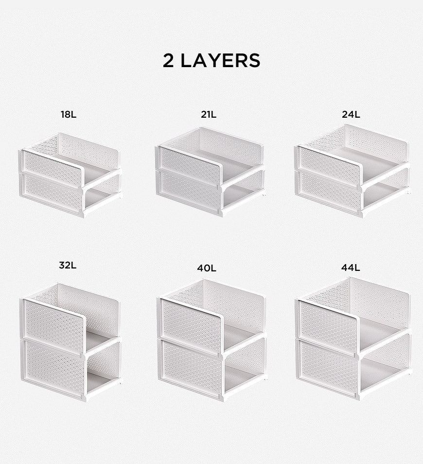 MIVLINA® Stackable Storage Basket Foldable Closet Organizers F243