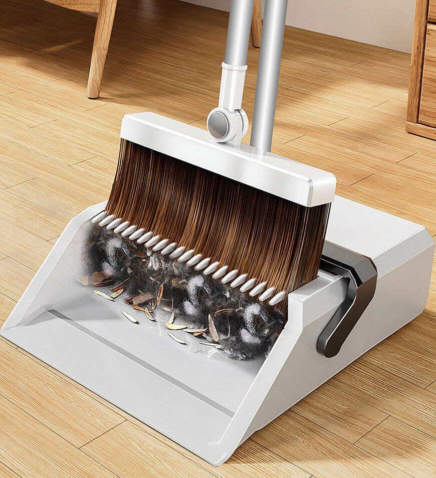 MIVLINA® Broom and Windproof Dustpan with Adjustable Handle