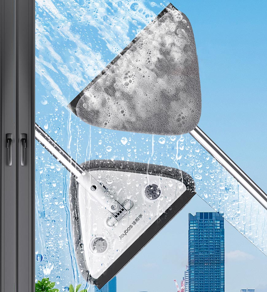 MIVLINA® 65 Inches Rotating Triangle Wall Mop Cleaner With Window Squeegee Z20