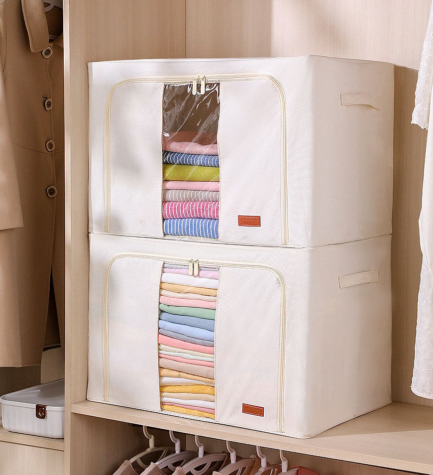 MIVLINA®Steel Frame Storage Bins with Reinforced Handle and Clear Window
