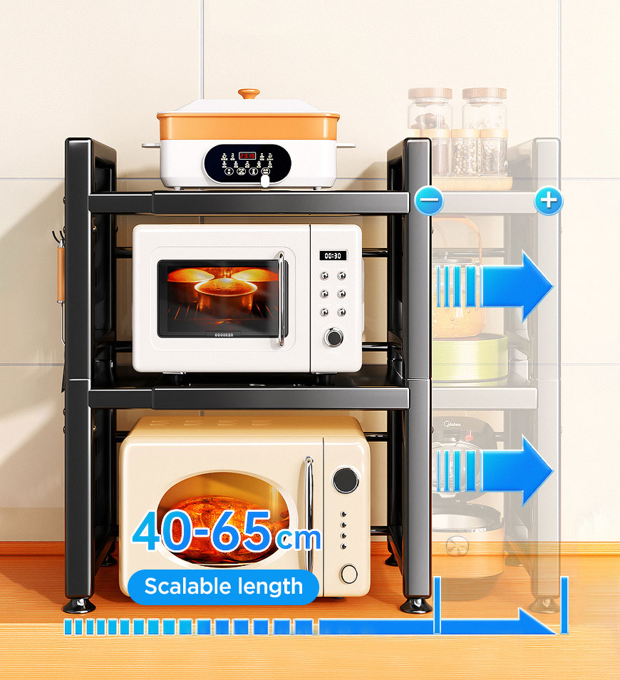 MIVLINA® 3-Tier Expandable Microwave Shelf for Kitchen Counter