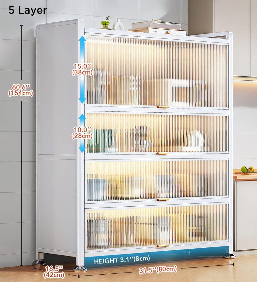 MIVLINA® Upgraded Larger Heavy Metal Kitchen Storage Cabinet F238