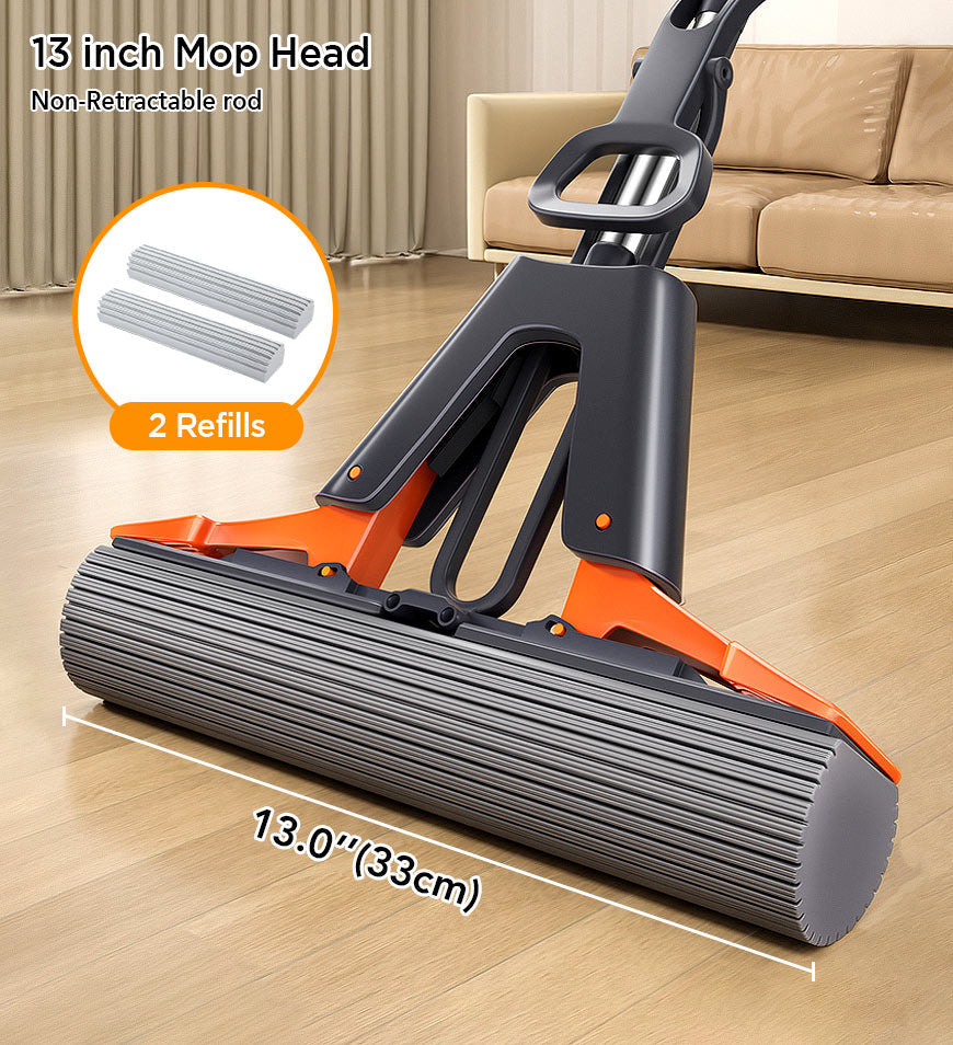 MIVLINA® Upgraded Wing Self Squeeze Spong Mop With 2 Refills Z176