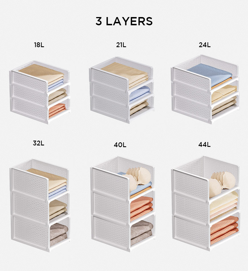 MIVLINA® Stackable Storage Basket Foldable Closet Organizers F243