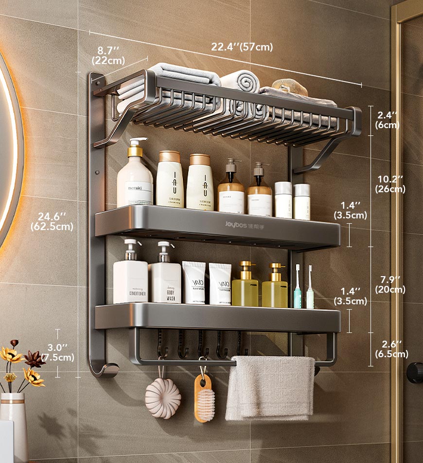 MIVLINA® 3 Tier Wall Mounted Bathroom Metal Storage Rack Punch Free F205