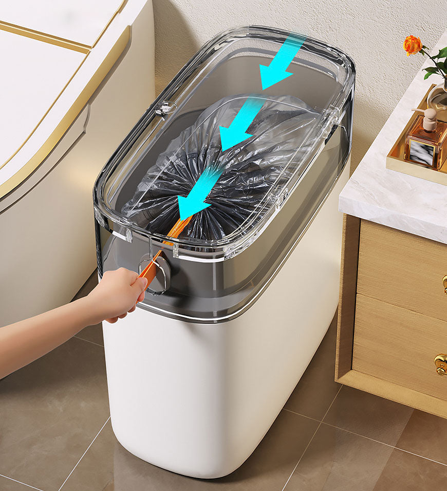 MIVLINA® 15L Narrow Bathroom Trash Can with Lid Z90