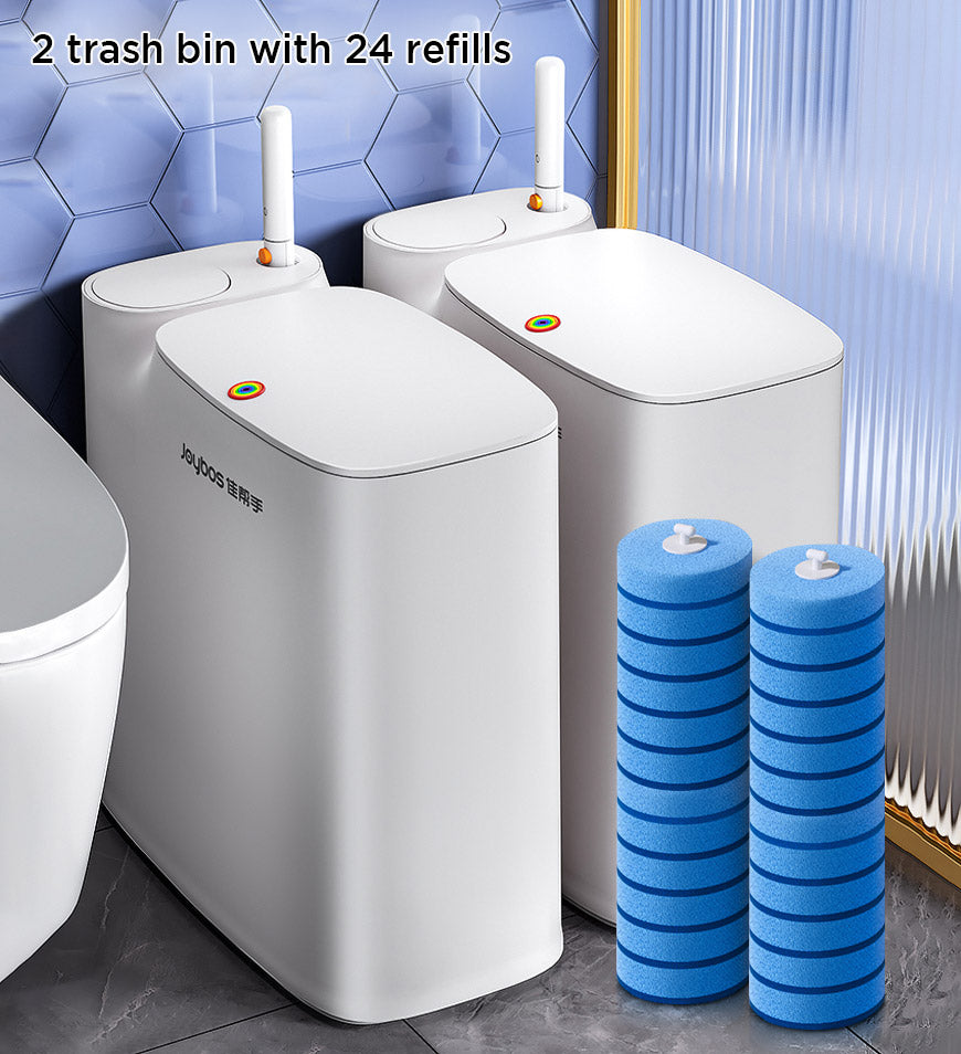 MIVLINA® 2 In 1 Slim Bathroom Trash Can With Toilet Brush Z32