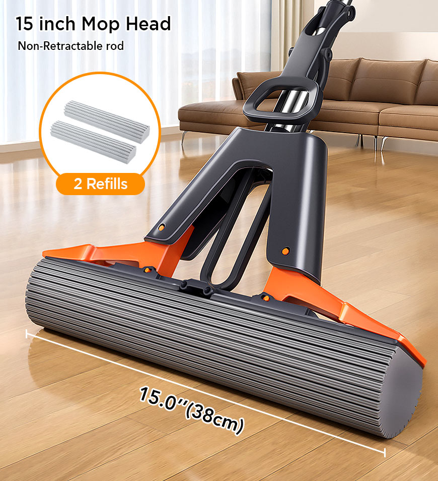 MIVLINA® Upgraded Wing Self Squeeze Spong Mop With 2 Refills Z176