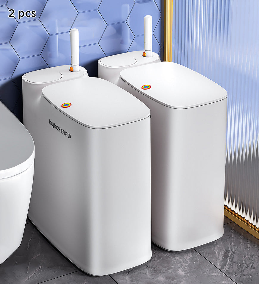 MIVLINA® 2 In 1 Slim Bathroom Trash Can With Toilet Brush Z32