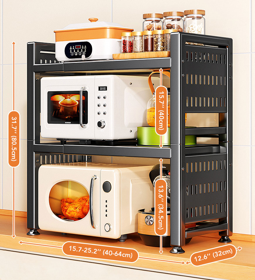 MIVLINA® 3-Tier Expandable Microwave Shelf for Kitchen Counter