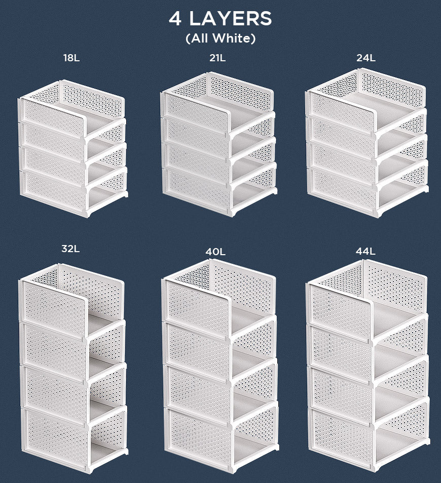 MIVLINA® Stackable Storage Basket Foldable Closet Organizers