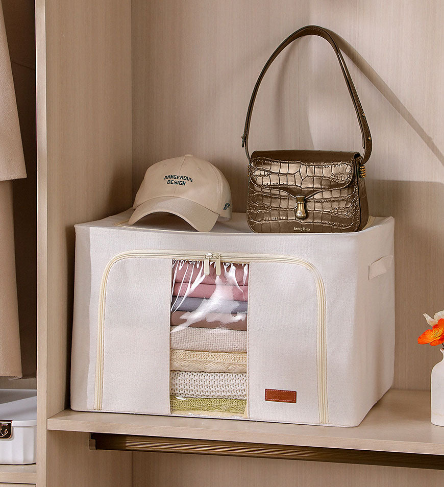 MIVLINA®Steel Frame Storage Bins with Reinforced Handle and Clear Window