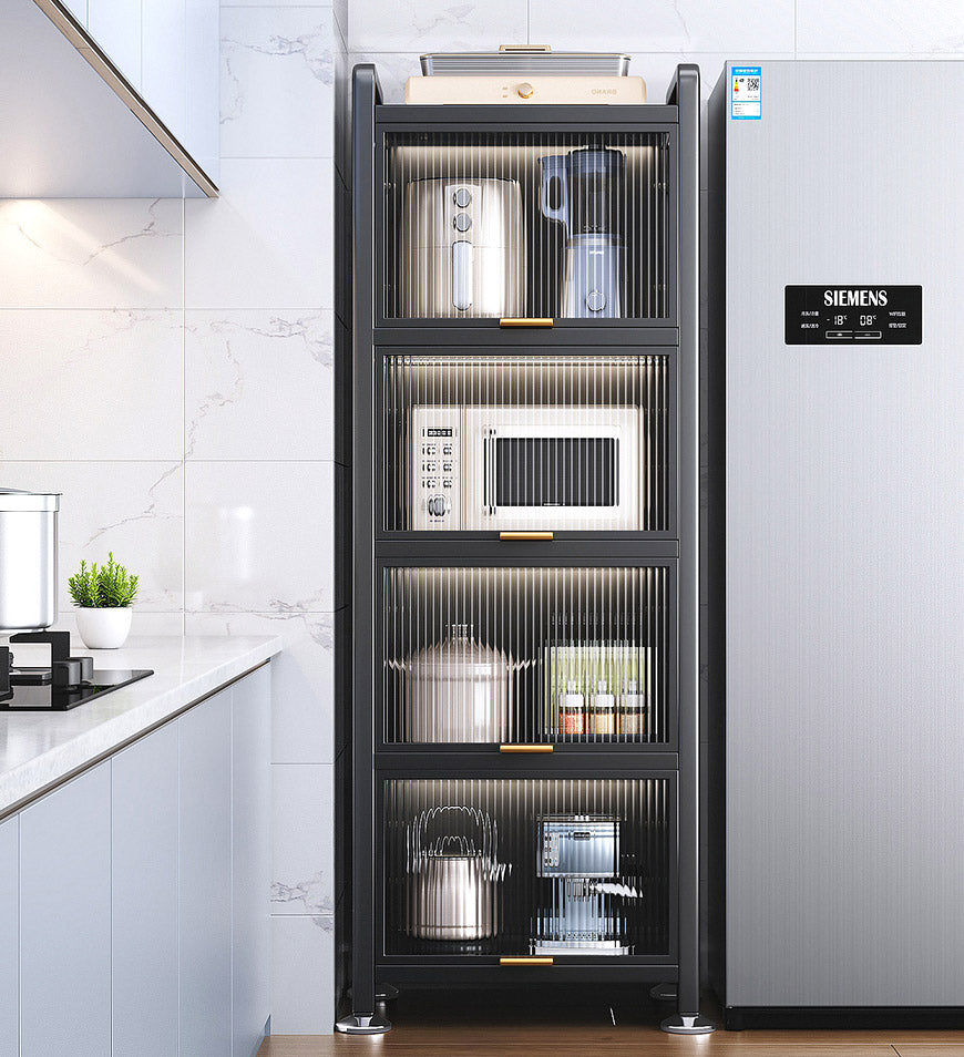 MIVLINA® 5 Tiers Narrow Multifunction Dustproof Metal Kitchen Storage Cabinet F85