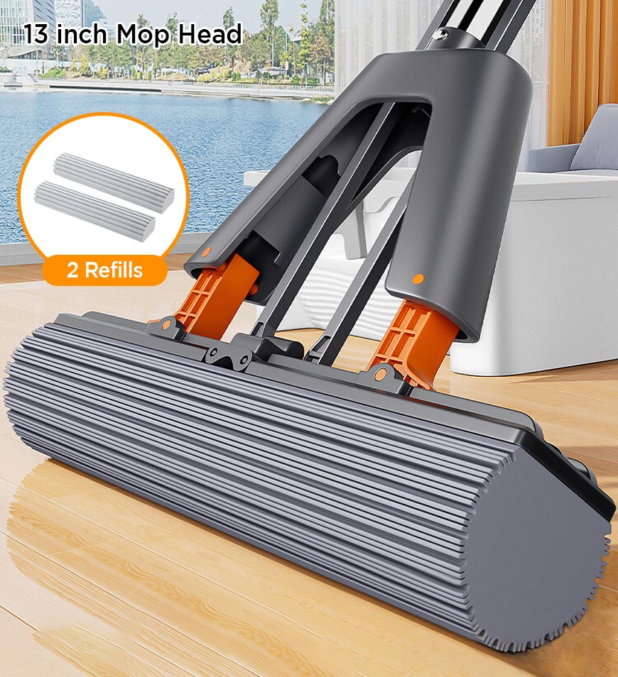 MIVLINA® Wing Self Squeeze Spong Mop With 56.7 Inch Retractable Pole Z174
