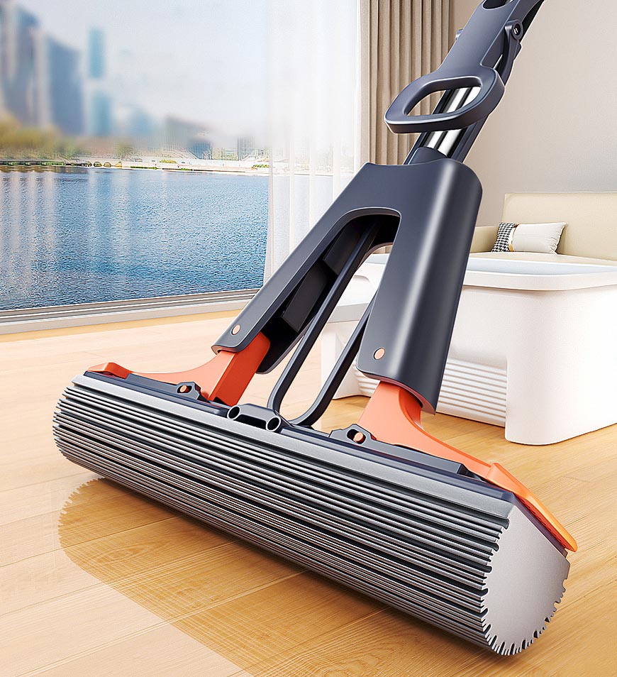 MIVLINA® Ultra Absorbent Self Squeeze Hand Free Washable Sponge Mop With Bucket Z43