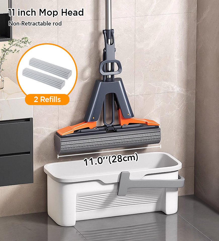 MIVLINA® Ultra Absorbent Self Squeeze Hand Free Washable Sponge Mop With Bucket Z43