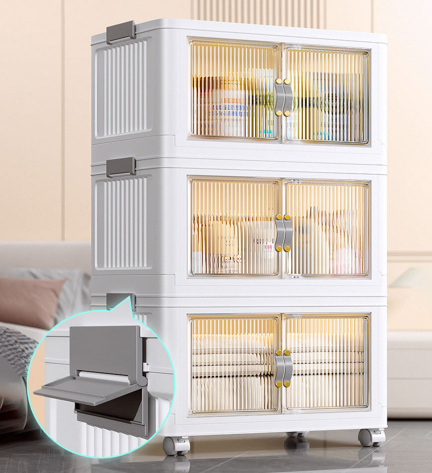 MIVLINA® Stackable Storage Bins with Lids and Doors
