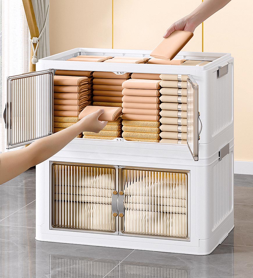 MIVLINA® Stackable Storage Bins with Lids and Doors
