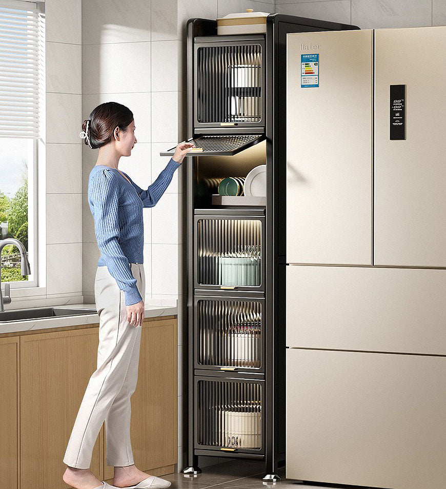 MIVLINA® 6 Tiers Upgrade Narrow Multifunction Metal Kitchen Storage Cabinet F217