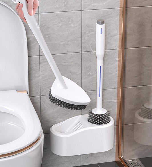 MIVLINA® Flat Silicone Dual Purpose Toilet Brush with Holders F54