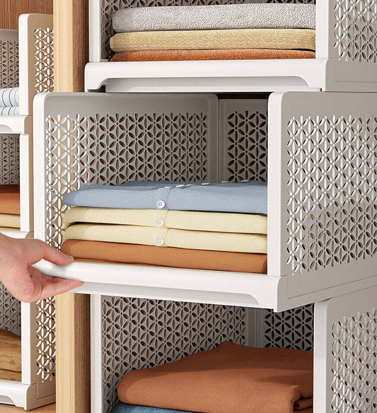 MIVLINA® Stackable Storage Basket Foldable Closet Organizers