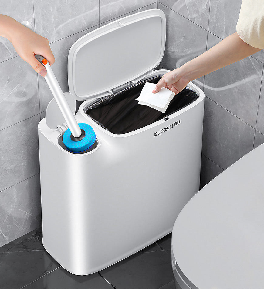MIVLINA® 2 In 1 Slim Bathroom Trash Can With Toilet Brush Z32
