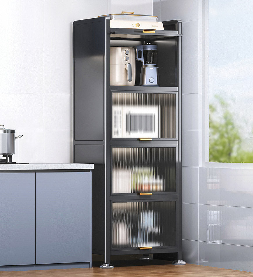 MIVLINA® 5 Tiers Narrow Multifunction Dustproof Metal Kitchen Storage Cabinet F85