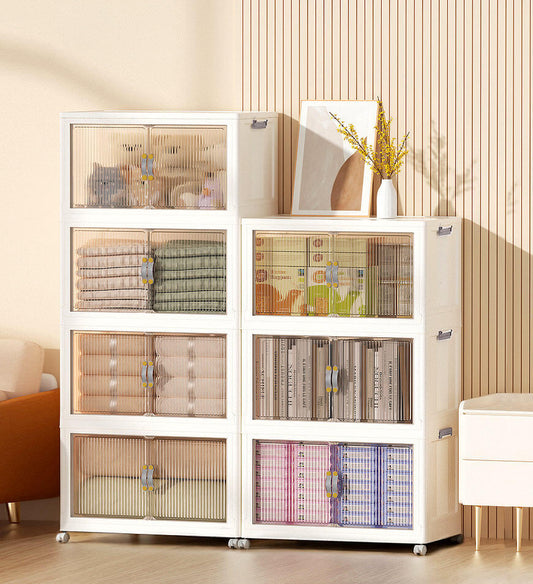 MIVLINA® Stackable Storage Bins with Lids and Doors