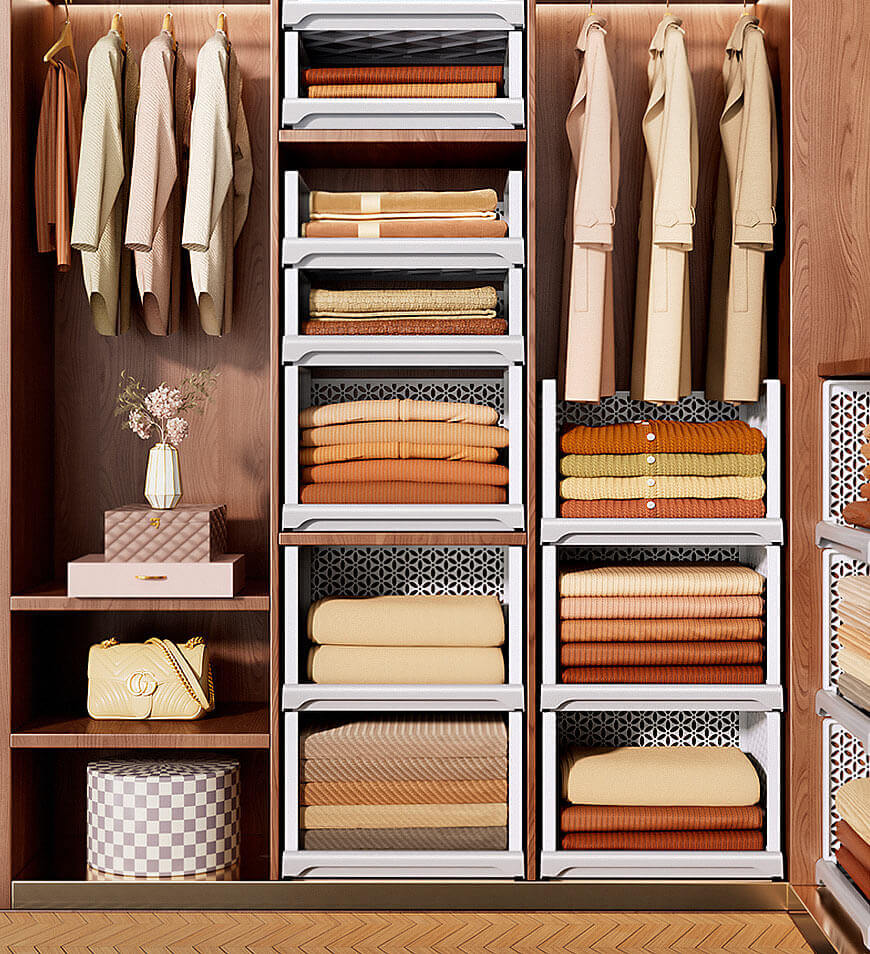 MIVLINA® Stackable Storage Basket Foldable Closet Organizers