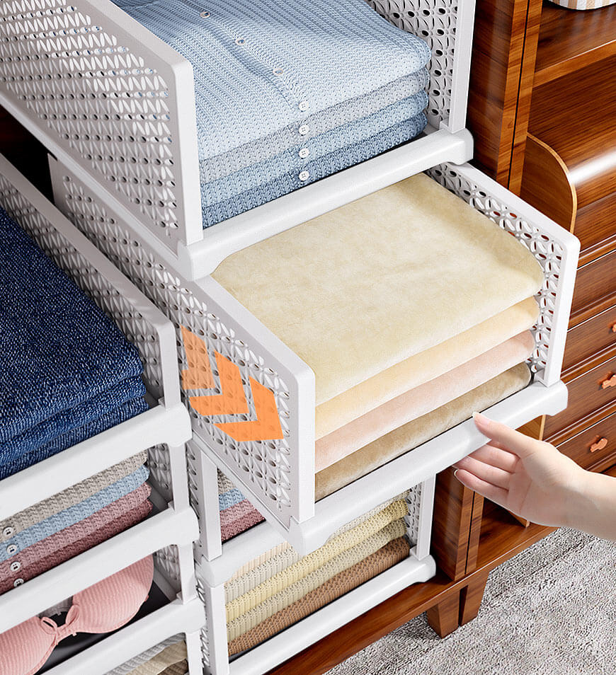 MIVLINA® Stackable Storage Basket Foldable Closet Organizers