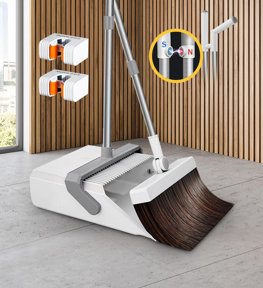 MIVLINA® Broom and Windproof Dustpan with Adjustable Handle