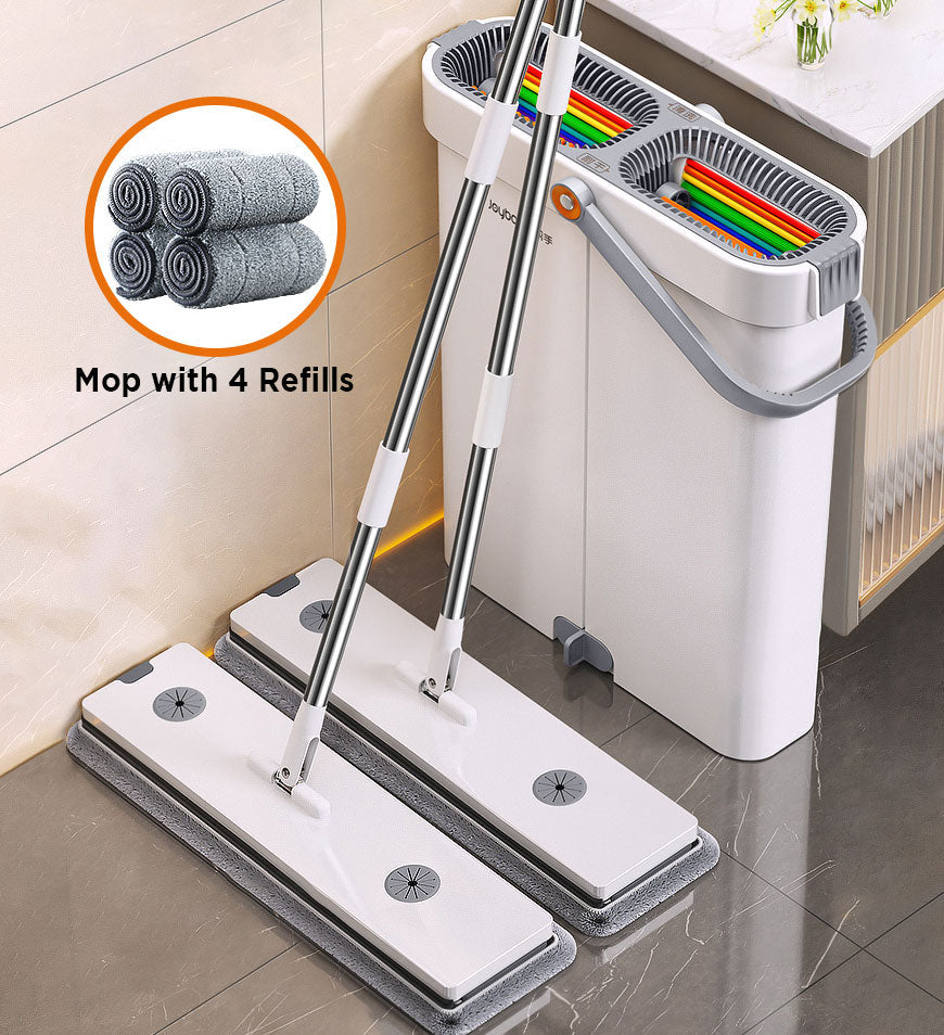 MIVLINA® 2 Pcs Large Flat Floor Mop and Bucket Set With Upgrade Wringer Set Z41