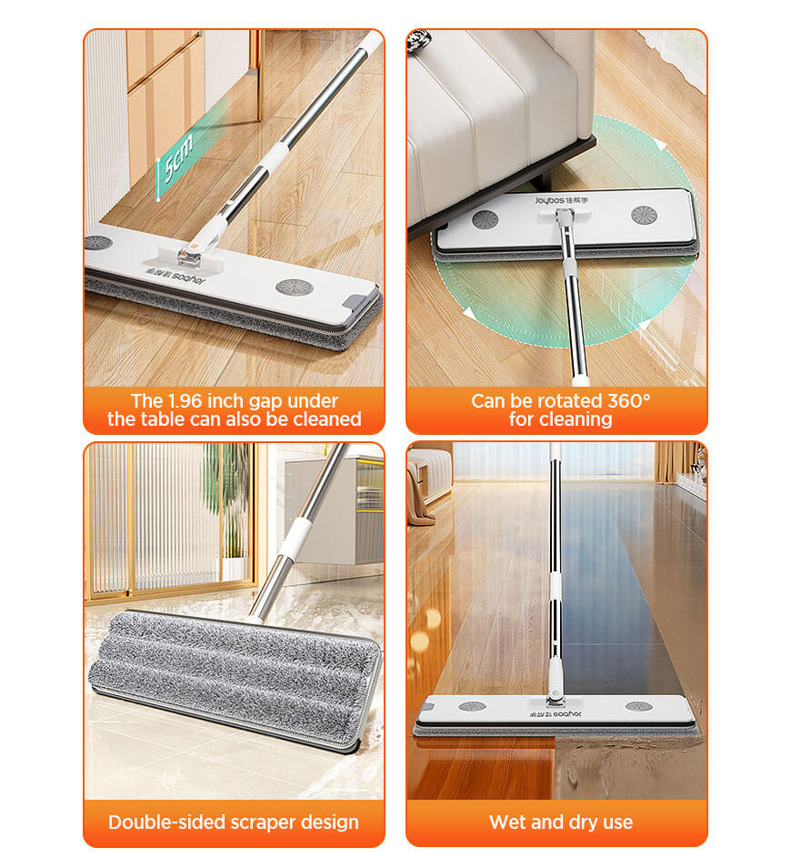 MIVLINA® Upgrade 2+2 Scrapers 16" Large Flat Mop and Bucket System Z84