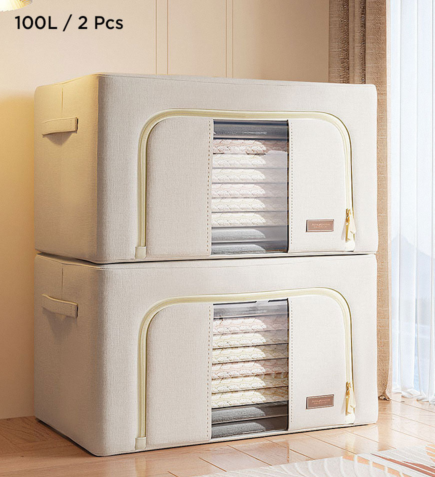 MIVLINA® Cotton Foldable Clothes Storage Box