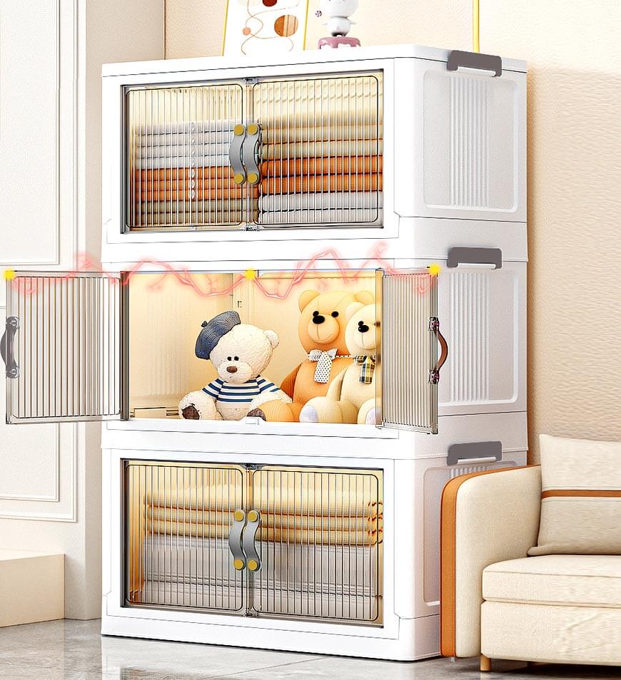 MIVLINA® Stackable Storage Bins with Lids and Doors