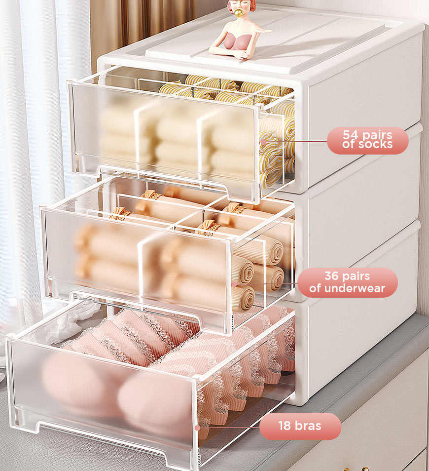MIVLINA® Clear Drawer Sock Underwear Organizer Dividers Box