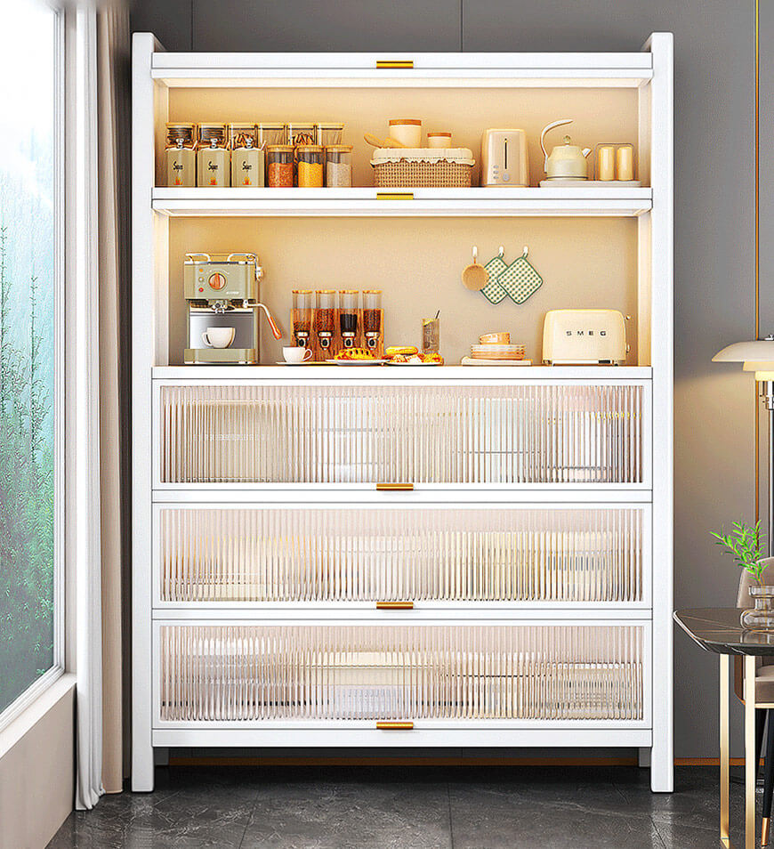 MIVLINA® Upgraded Larger Heavy Metal Kitchen Storage Cabinet F238