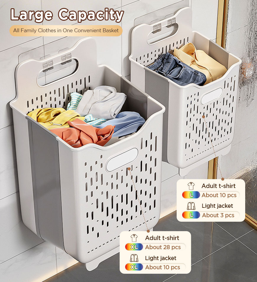 MIVLINA® Collapsible Hanging Laundry Basket with Carry Handle  F259