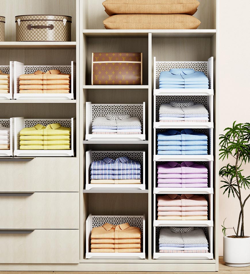 MIVLINA® Stackable Storage Basket Foldable Closet Organizers F243