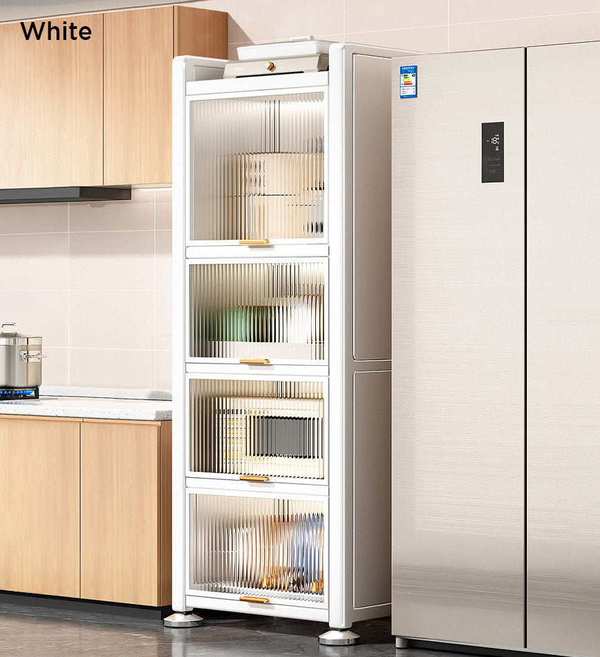 MIVLINA® 5 Tiers Narrow Multifunction Dustproof Metal Kitchen Storage Cabinet F85