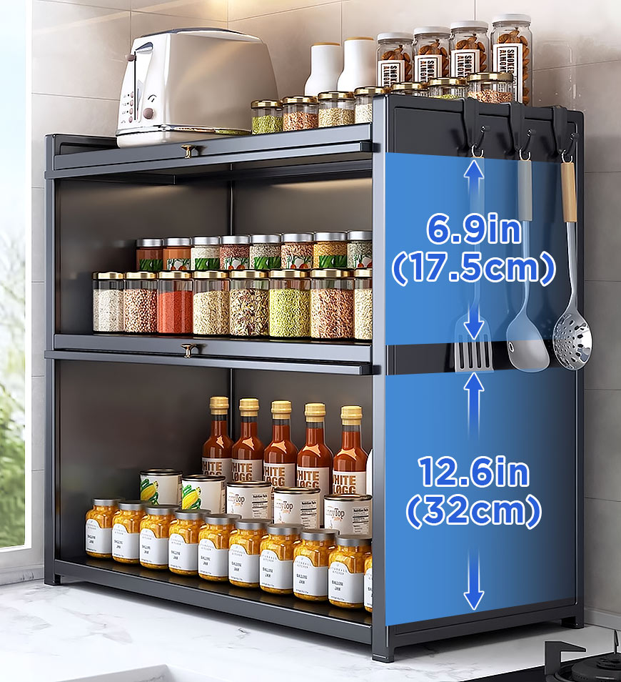 MIVLINA® 3-tier kitchen shelf, placed on the workbench, suitable for spices, dishes, pots F241