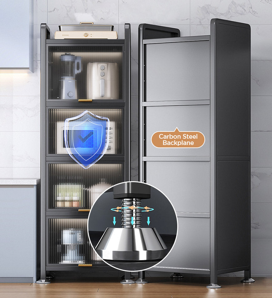MIVLINA® 5 Tiers Narrow Multifunction Dustproof Metal Kitchen Storage Cabinet F85
