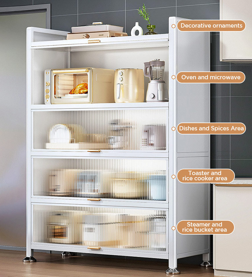 MIVLINA® 5 Tier Sturdy Metal Storage Organizer Cabinets With Clear Doors F56