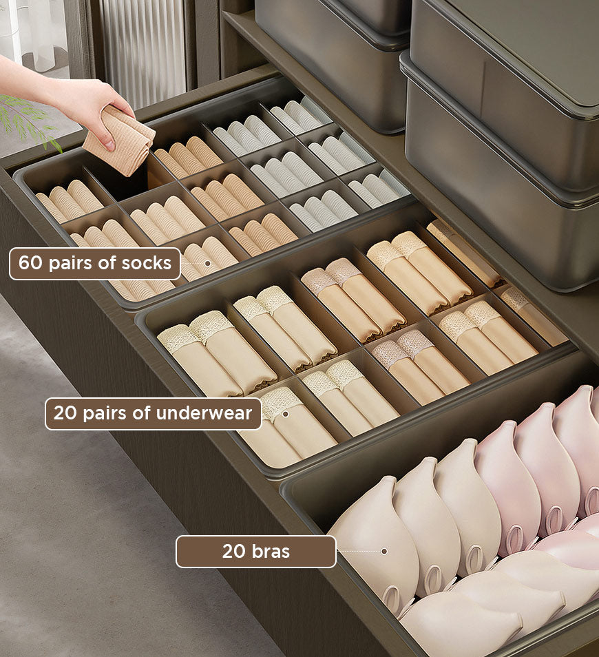 MIVLINA® Clear Divided Socks & Underwear Organzier Box Z157