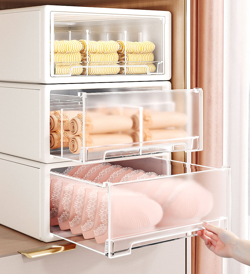 MIVLINA® Clear Drawer Sock Underwear Organizer Dividers Box